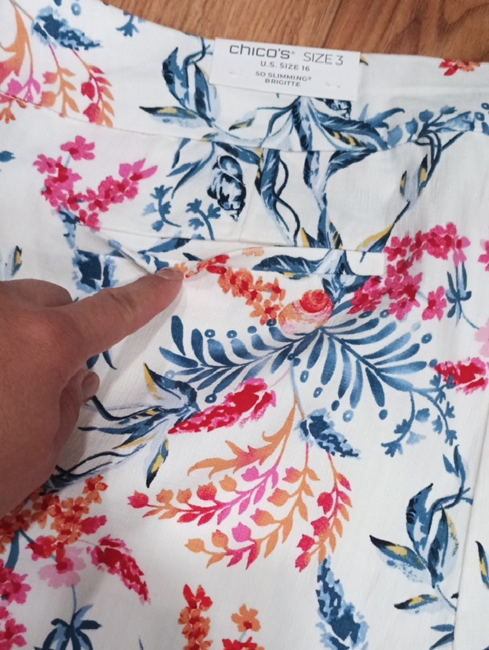 Chico's White Floral Bermuda Shorts with Blue, Pink & Orange Print - Picture 3 of 10